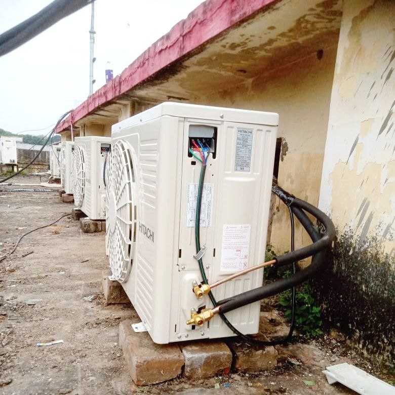 Outdoor AC unit installed for efficient cooling and ventilation.